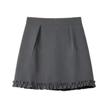 ウィメンズ 春季用 レトロデザインフリル付きAラインスカート【スタイリッシュ・タイトフィット】