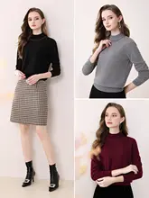 女性用 ハイネックニットセーター【ウール素材・短めデザイン・冬用】