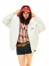 リバーシブルチェック柄コットンジャケット【フード付き・冬用・小柄対応】