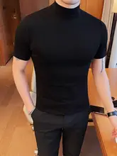 秋季スタイリッシュな半高領短袖Tシャツ【極上の柔らかさ・無地デザイン】