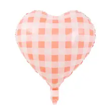 18インチ ハートチェック柄 アルミバルーン【子供の誕生日パーティー・結婚式装飾用】