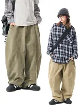 ヴィンテージ風水洗い加工ワイドレッグパンツ【デザイン性・フィット・工装スタイル】（セットアップ対応）