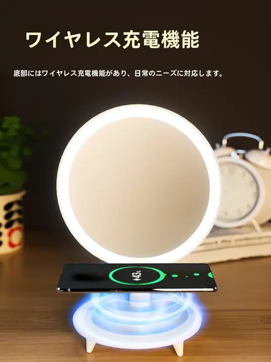LED照明付き折りたたみ式化粧鏡【デスクトップ用・携帯便利・学生向け】