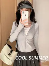 グレーのアイスシルクUVカットカーディガン【夏用・フィット・防紫外線】