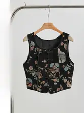 エレガントな花柄ベスト【春用・束腰デザイン・高級感のある中華スタイル】