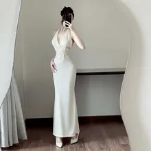 セクシーなブラックレース切替ハイネックドレス【夏用・フィット感・イブニングウェア】