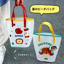 かわいいキャラクターデザインのトートビーチバッグ【大容量・防水・干湿分離】