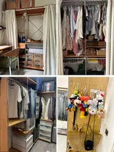 オープンタイプの衣類ハンガー【ステンレス製・桜の木デザイン・引き出し付き】