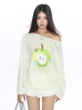 BIGGOLD サマーグリーンアップルプリント Tシャツ