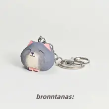 木製彫刻の小さな青い猫のキーホルダー【バッグ飾り・手作り・創意デザイン】