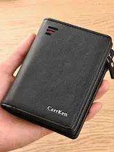 ファスナー付き短財布【多カードポケット・スタイリッシュ・縦型・ボタン留め・レトロなレザー】
