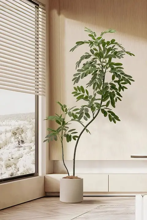 大きな鉢 植物 偽の木 リビング 高品質の偽緑植物 サンダルウッドの葉 ラグジュアリー