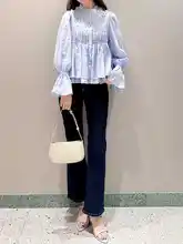 極上の柔らかさ！甘美なレースとフリルのフレアスリーブブラウス【春夏用】
