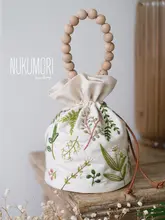 DIY手作り布製水桶バッグ【植物刺繍デザイン・収納用・ギフトに最適】