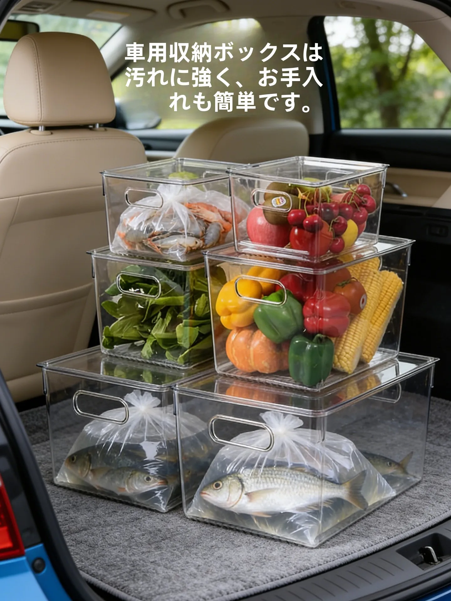 車内にバッグを収納するとき、どう選ぶ？透明で耐汚れの収納ボックスが解決するリアルな悩み