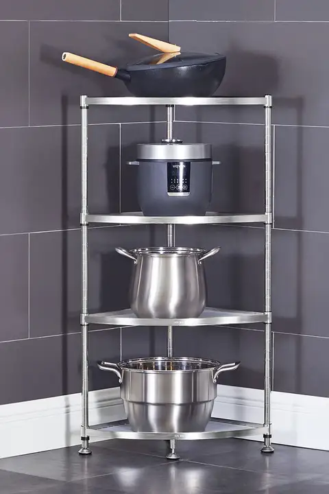 304ステンレス製 三角形キッチン収納ラック【多段・角型・家庭用】