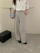 高級感漂う白いドット柄バルーンパンツ【夏用・ハイウエスト・レディース・ワイド丈】