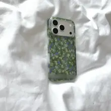 春夏向け グリーンラメ入りフラワーiPhoneケース【iPhone用・シンプルで可愛いデザイン】
