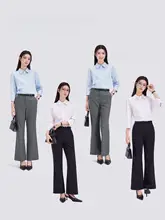 ブラックパンツ【女性用・ビジネスカジュアル・スリムフィット・フレアデザイン】