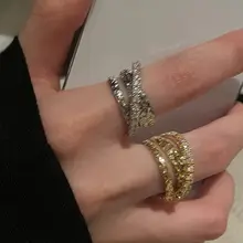 金色のオープンリング【女性用・軽やかなデザイン・食指用・重ね付けに最適】