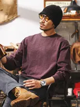 竹節模様の純綿ロングスリーブTシャツ【春用・多巴胺パープル・ゆったりシンプル】（セットアップ対応）