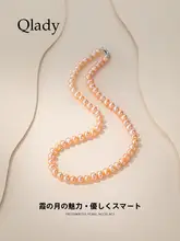 淡水パールネックレス【純銀・ロングネックレス・鎖骨にかかるデザイン】