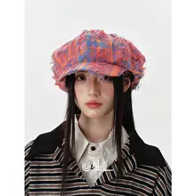トレンディな八角形キャップ【毛先デザイン・春秋冬用・おしゃれなストリートスタイル】