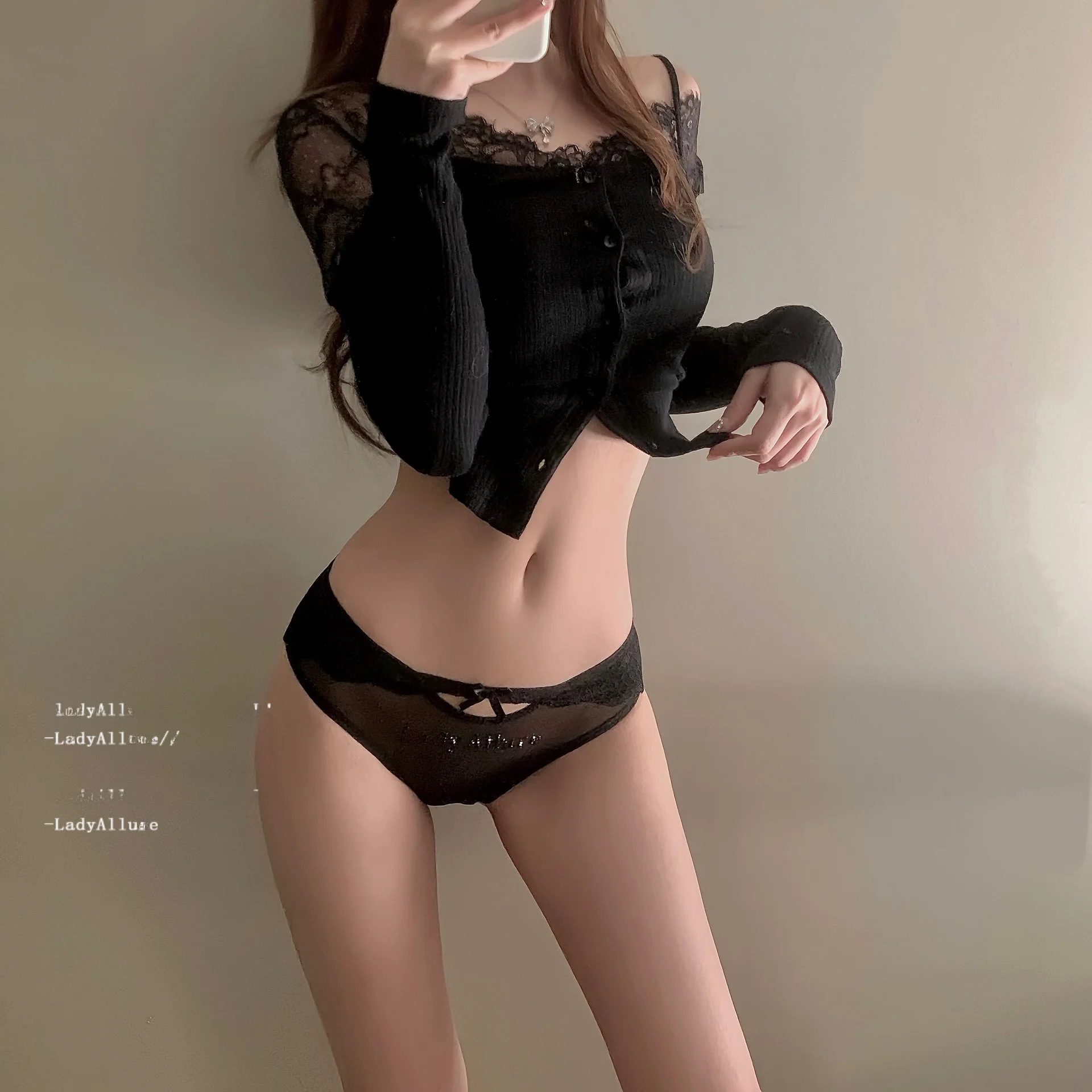 レースデザインの快適な女性用三角パンツ【オリジナルブランド・静感シリーズ・レタリング付き】