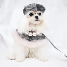 チェック柄ペットケープセット【フード付き・犬用・猫用・リード付き】