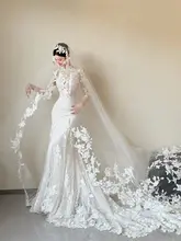 法式レース軽婚礼服【エレガントな魚尾デザイン・高級感・新郎新婦用】
