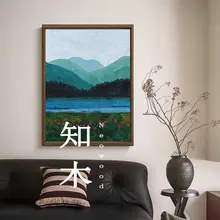 新中式デザインの油絵【手描き・玄関装飾用】