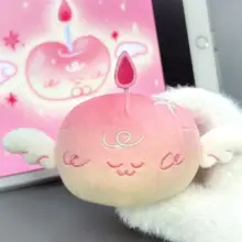 宇宙デザインの毛のあるアップルと雪だるまのストラップ【オリジナルデザイン・掛けるタイプ】