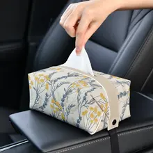 アメリカンスタイル 手描き花鳥デザイン 車載ティッシュケース【創意・車内用・アームレスト対応】