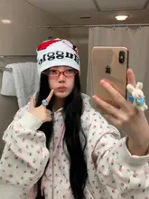 トレンディなレトロ ハートデザインのニット帽【アメリカンスタイル・女性用・おしゃれ】