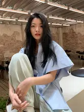 シャツ 女性 大きな袖 ゆったり 韓国スタイル 2024夏新作