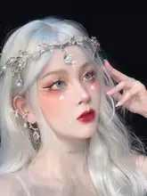 水晶装飾付き ヘアバンド【リーフデザイン・花冠風・ウェディング・古風スタイル】