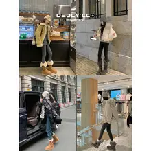 防滑・保温のロング丈雪用ブーツ【極上の柔らかさ・グレー・厚底】