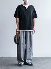 ストライプ柄カジュアルパンツ【男女兼用・ゆったりしたストレートレッグ・フィット】（セットアップ対応）