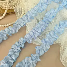 可愛いチェック柄レーストリムDIYドレスエッジ飾り【手芸用・ギャザー入り・衣装やアルバムに最適】