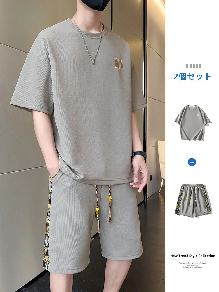 元宿街头 トレーナー シャツ：夏用短袖刺繍デザインのゆったりフィットスタイル