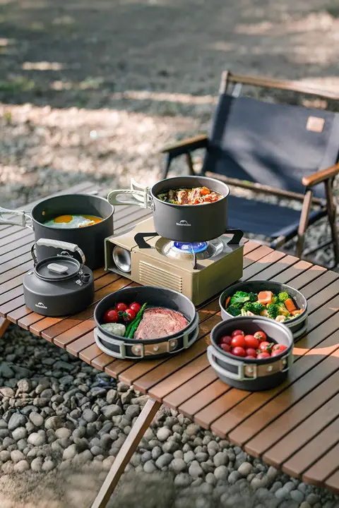 Naturehike 調理器具 ポータブルキャンプ用鍋 野営用お湯沸かしセット フライパン