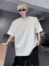 メンズ ストリートスタイル 半袖Tシャツ【ビーズ装飾・ルーズフィット・個性的なデザイン】