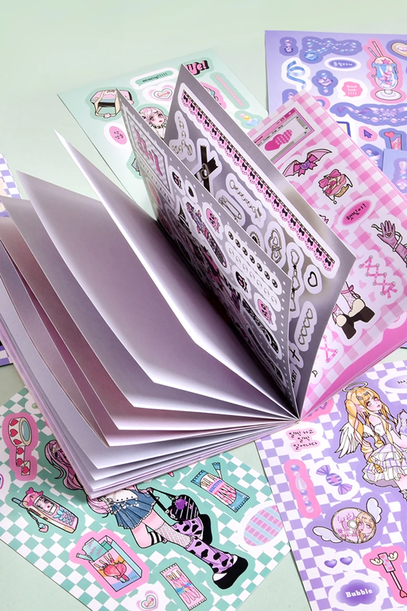 20枚セットの可愛いエレクトロニックガールズ原創キャラクター手帳ステッカー【Y2Kデザイン・手帳用】