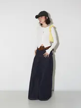 デニムパンツ レディース ダークカラー ストレート ワイド ルーズ フルレングス 春秋「April20th」