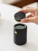 陶製 ミニ茶葉缶【防湿・密閉収納・旅行用】