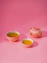万仟堂 携帯式旅行茶器セット【陶器製・急須とカップ2個付き・家庭用・オフィス用】