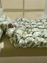 トロピカルフォレストデザインのミニマリスト北欧風リーフ柄全棉四点寝具【ホテルスタイル・清潔感】（セットアップ対応）