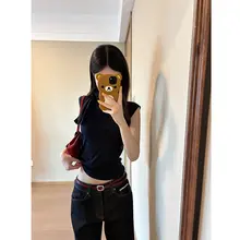 高身長向け ダークブルー ローライズストレートデニムパンツ【ワイドレッグ・ルーズフィット】（セットアップ対応）
