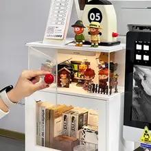 白色デスク用収納ラック【高級感・二層式・デスクトップ収納】