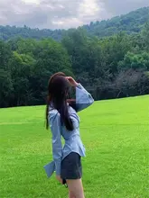 美式スタイルのウエストフィット長袖シャツ【春秋用・独特で魅力的】